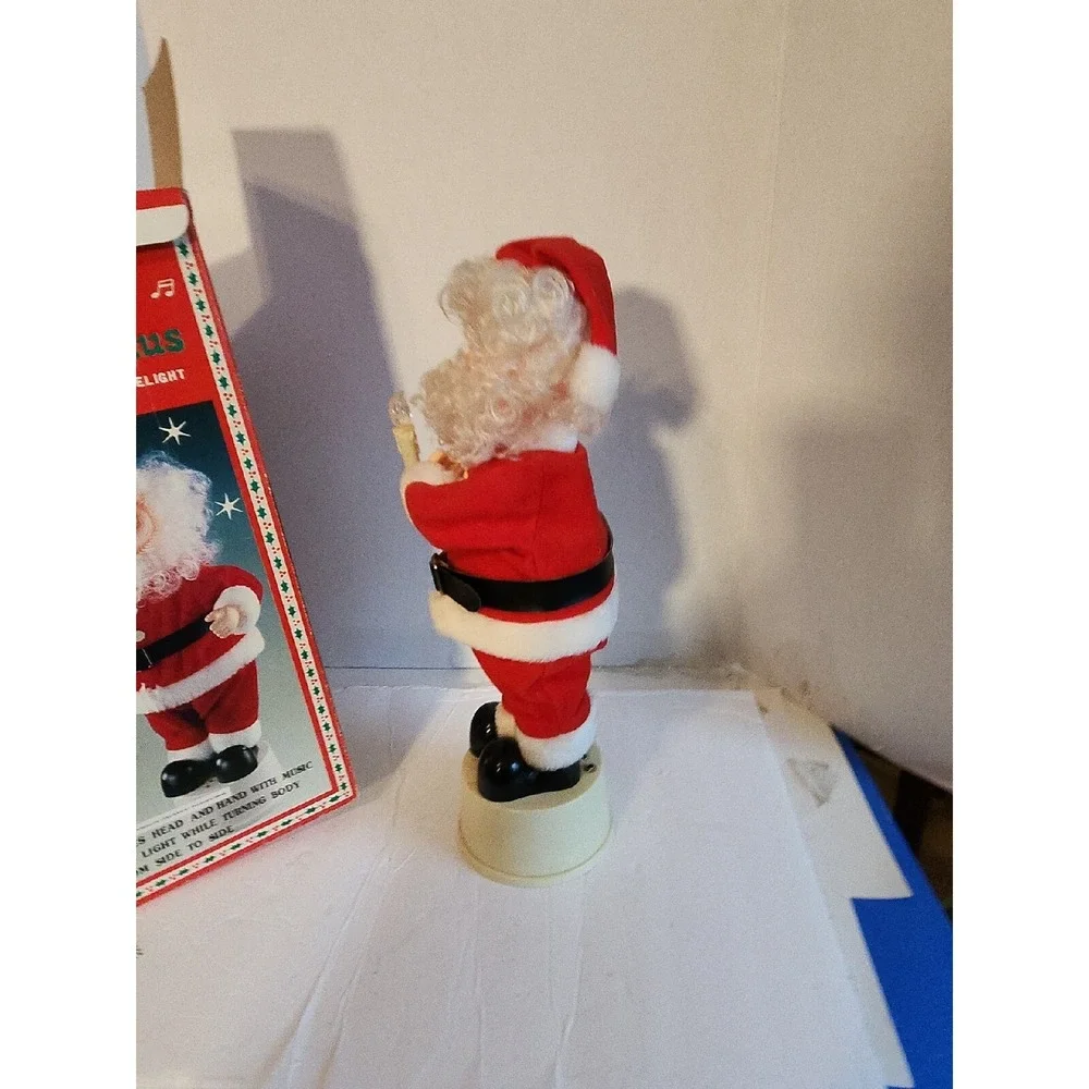 Vintage Battery Operated Happy Christmas Santa Claus Lighted Motion Musical 15